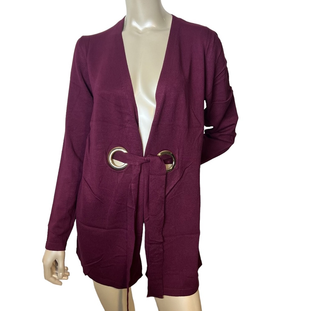 Coco Bleu Mulberry Long Sleeve Tie Knit Cardigan.